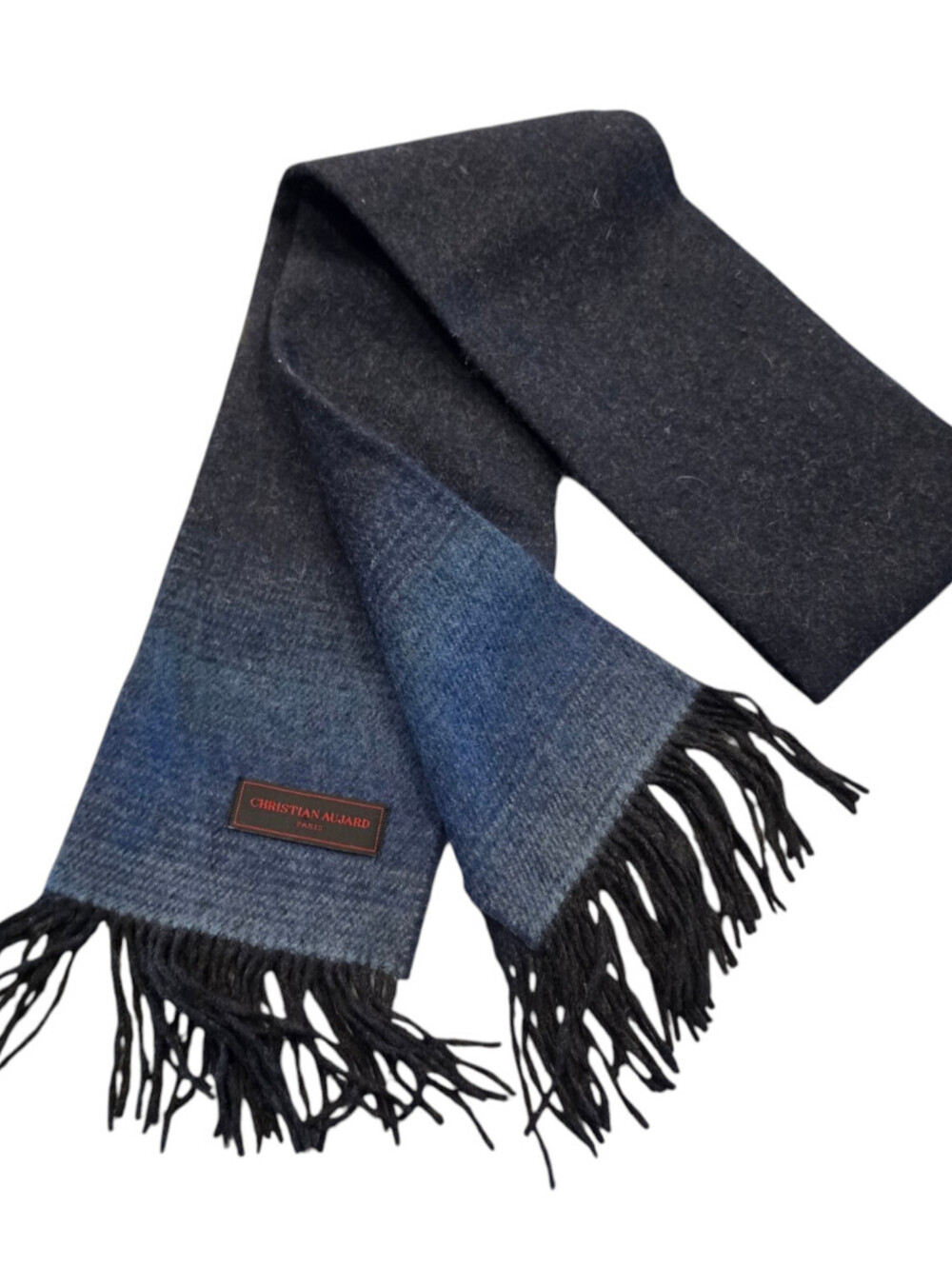 Christian Aujard Paris Unisex Adult Wool Scarf Blue Ombre w/ Fringe